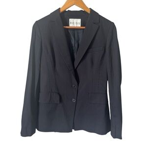 Reiss Tailored Single Breast Blazer Navy Pinstripe Wool Blend Women's Size 6